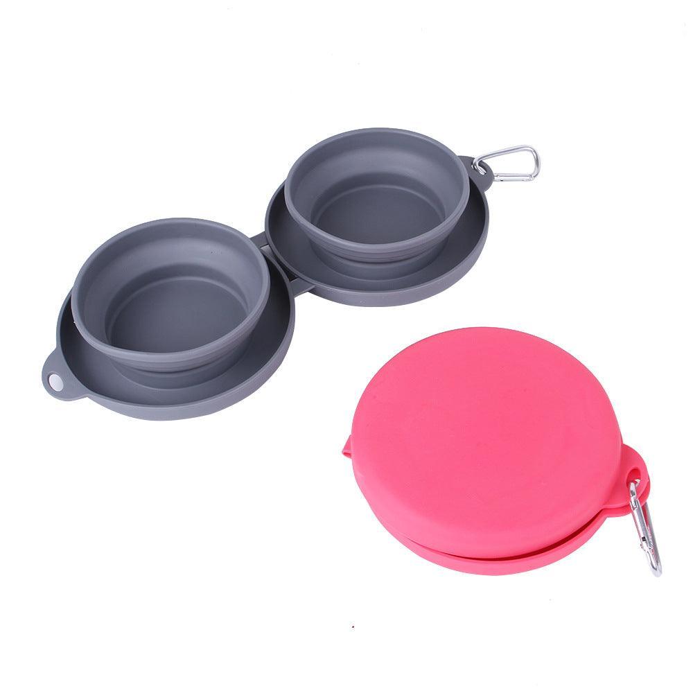 Double Collapsible Pet Feeding Bowl Set - Convenient And Portable Dog