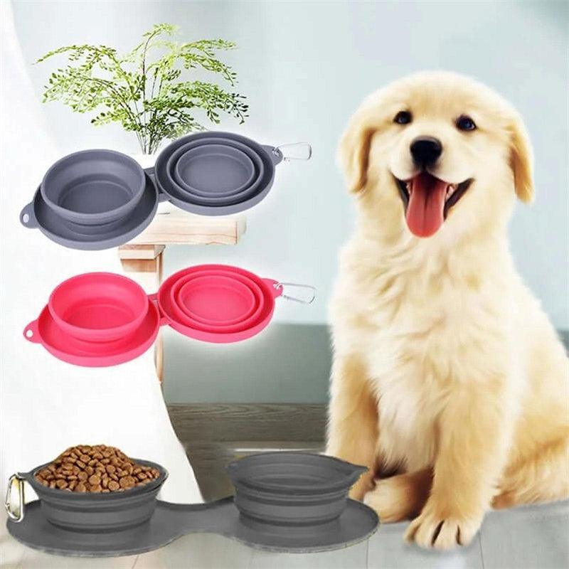 Double Collapsible Pet Feeding Bowl Set - Convenient And Portable Dog