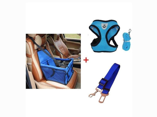 Luxury Pet Travel Bundle: Car Seat Carrier, Harness & Leash Set, And