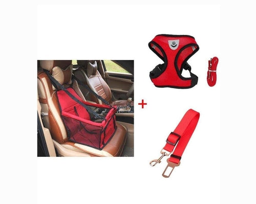 Luxury Pet Travel Bundle: Car Seat Carrier, Harness & Leash Set, And