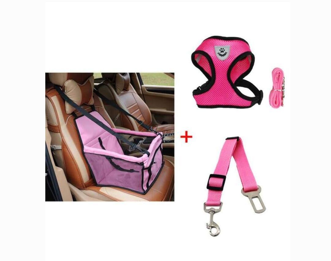 Luxury Pet Travel Bundle: Car Seat Carrier, Harness & Leash Set, And