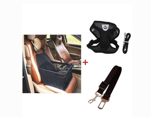 Luxury Pet Travel Bundle: Car Seat Carrier, Harness & Leash Set, And