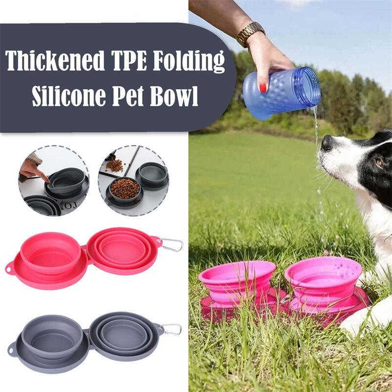 Double Collapsible Pet Feeding Bowl Set - Convenient And Portable Dog